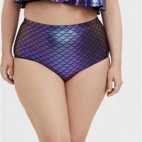 NWT! TORRID purple iridescent mermaid scale bikini swim bottoms, 3X. - Picture 8 of 8